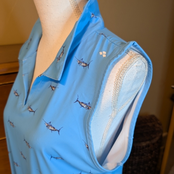 SCALES Sleeveless Shark Polo Shirt SZ L - Picture 5 of 11